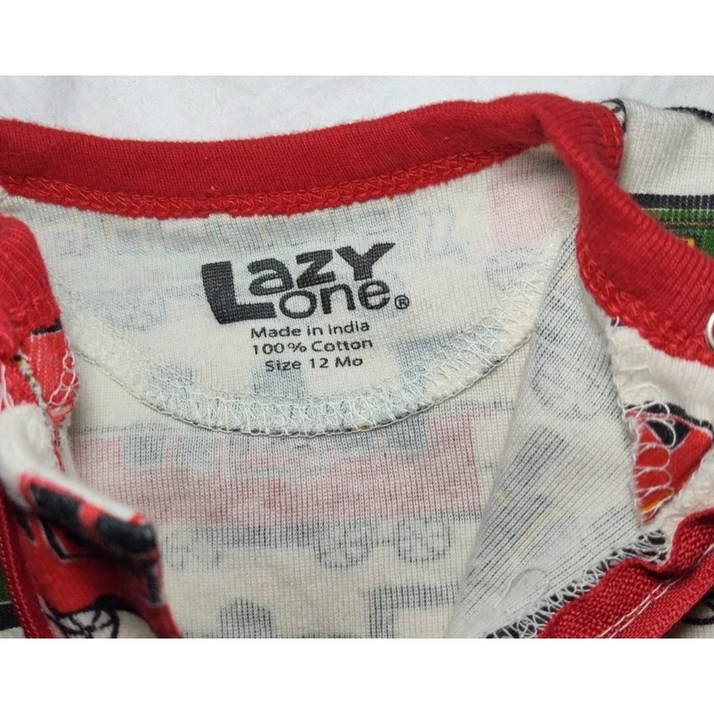 Lazy One 12 Mos Baby Train Caboose‎ Bum Sleeper Outfit Beige Cotton Open Feet
